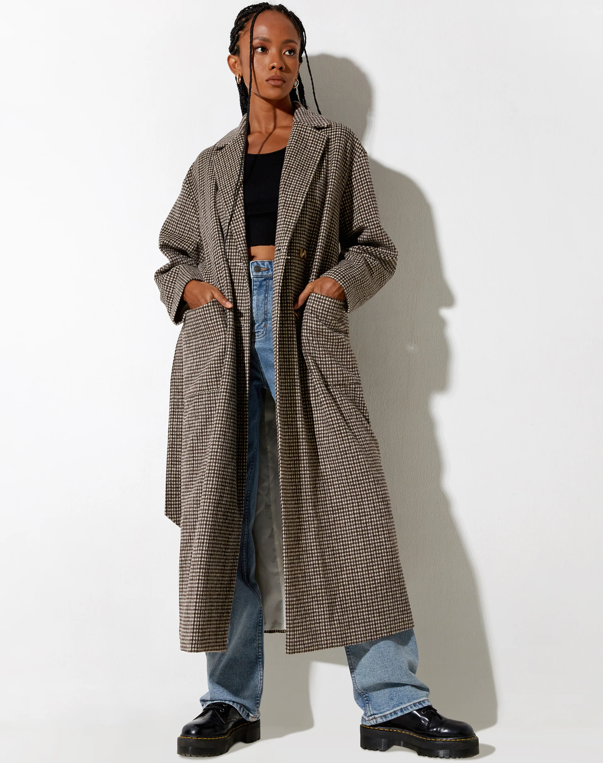 Herdina Coat in Houndstooth Brown - Image 4