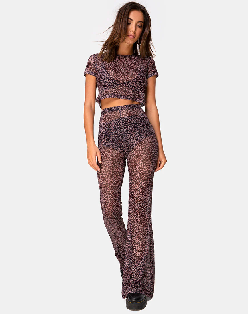 Herlom Flare Trouser in Rar Leopard Mesh - Image 4