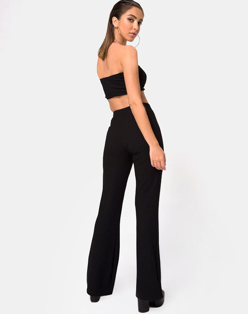 Herlom Flare Trousers in Black - Image 3