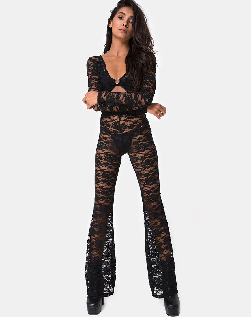 Herlom Flare Trouser in Lace black - Image 3