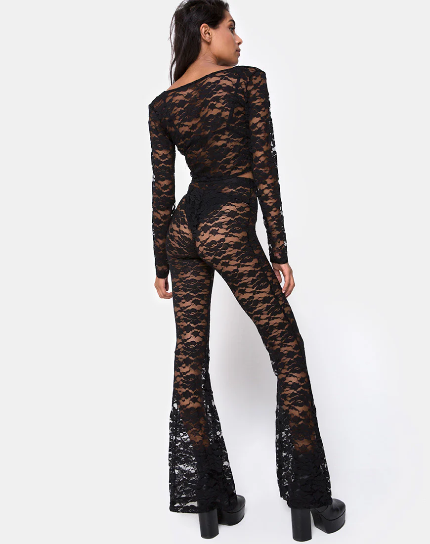 Herlom Flare Trouser in Lace black - Image 4
