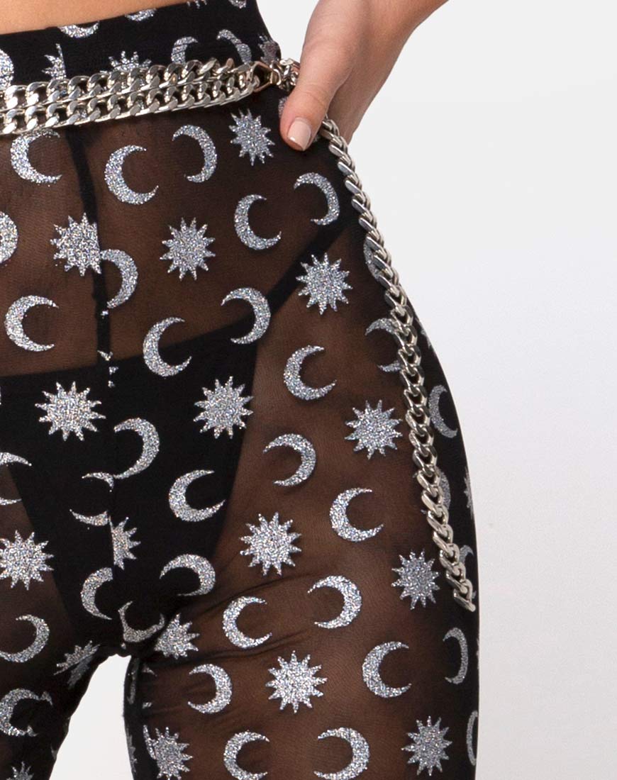 Herlom Flare Trouser in Over the Moon Black with Glitter - Image 5