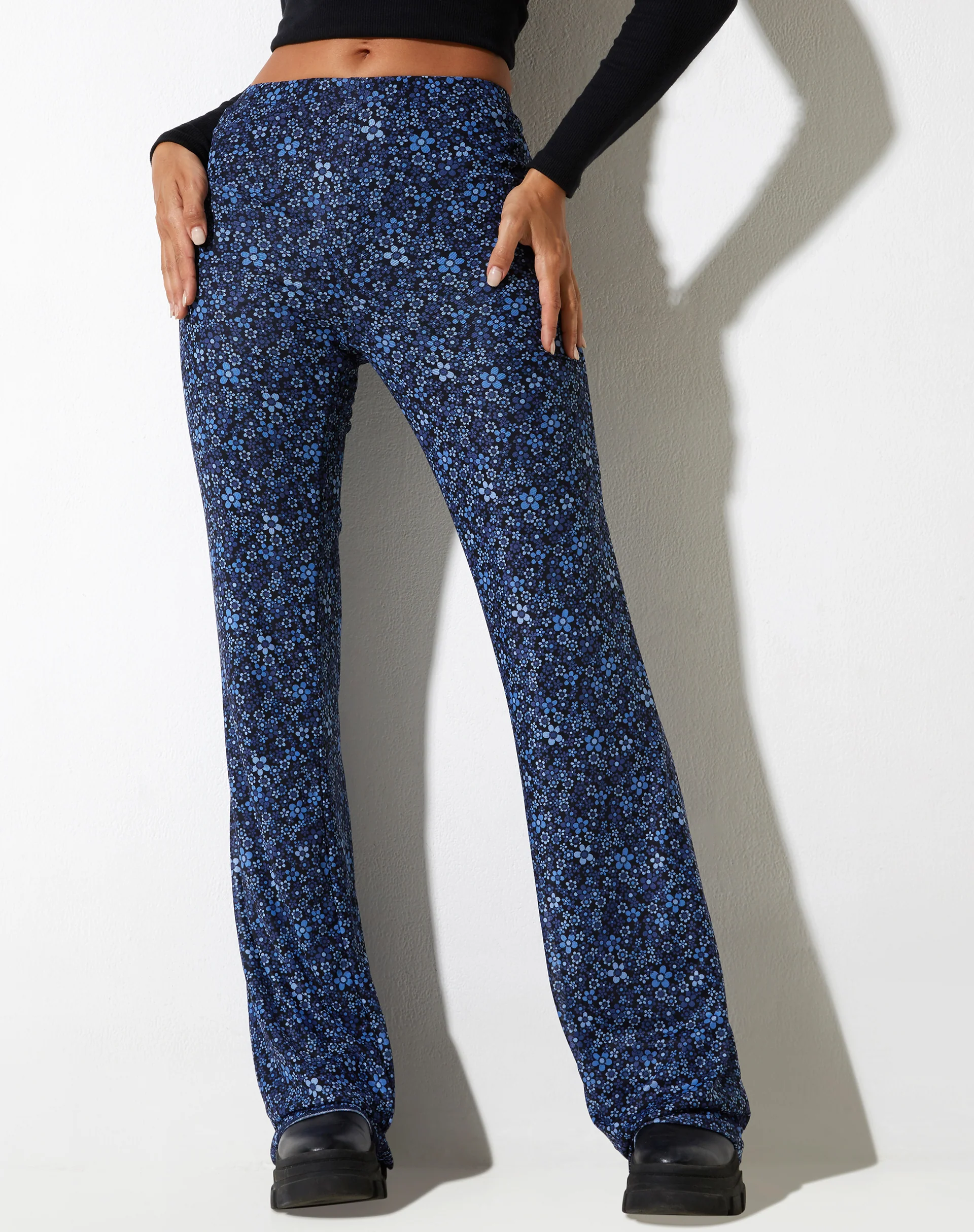 Herly Flare Trouser in Flower Garden Blue - Image 3