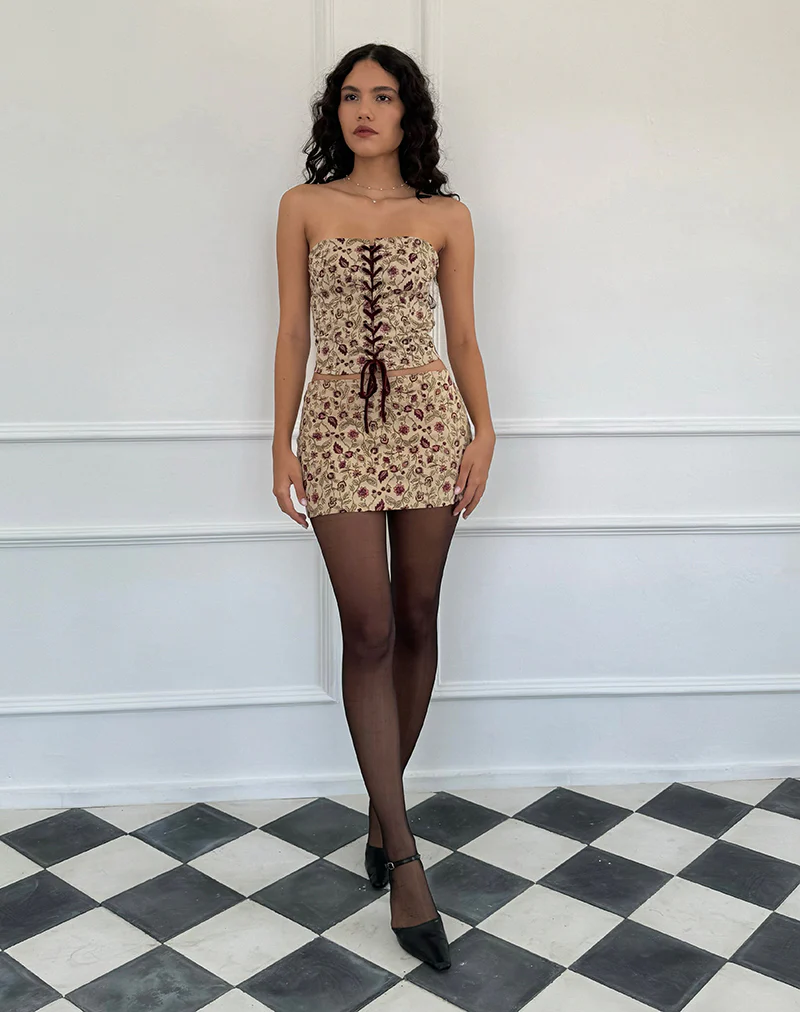 Heska Corset Top in Botanical Taupe - Image 2