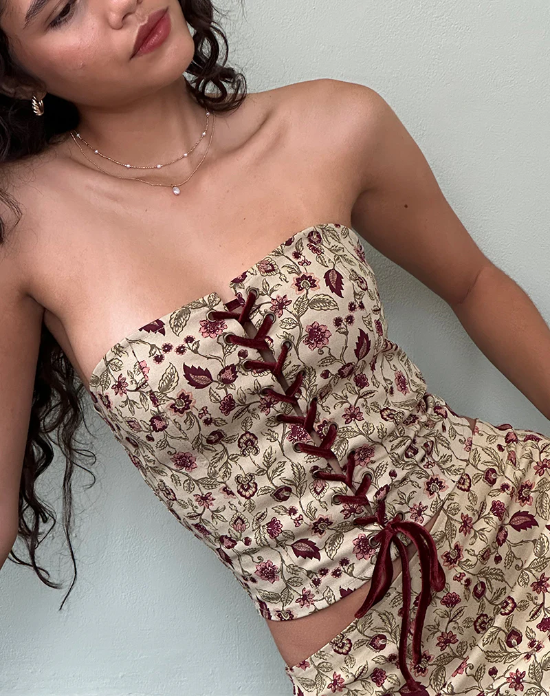 Heska Corset Top in Botanical Taupe - Image 3