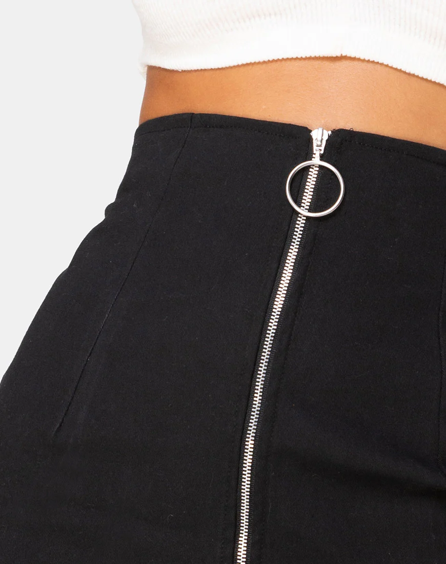 Heva Bodycon Skirt in Black Twill - Image 5