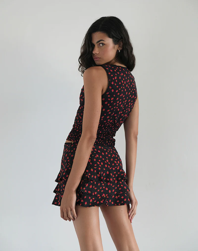 Hevalis Top in Strawberry Polka Black - Image 3