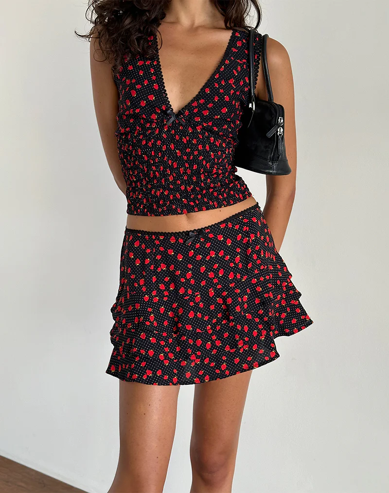 Hevalis Top in Strawberry Polka Black - Image 4