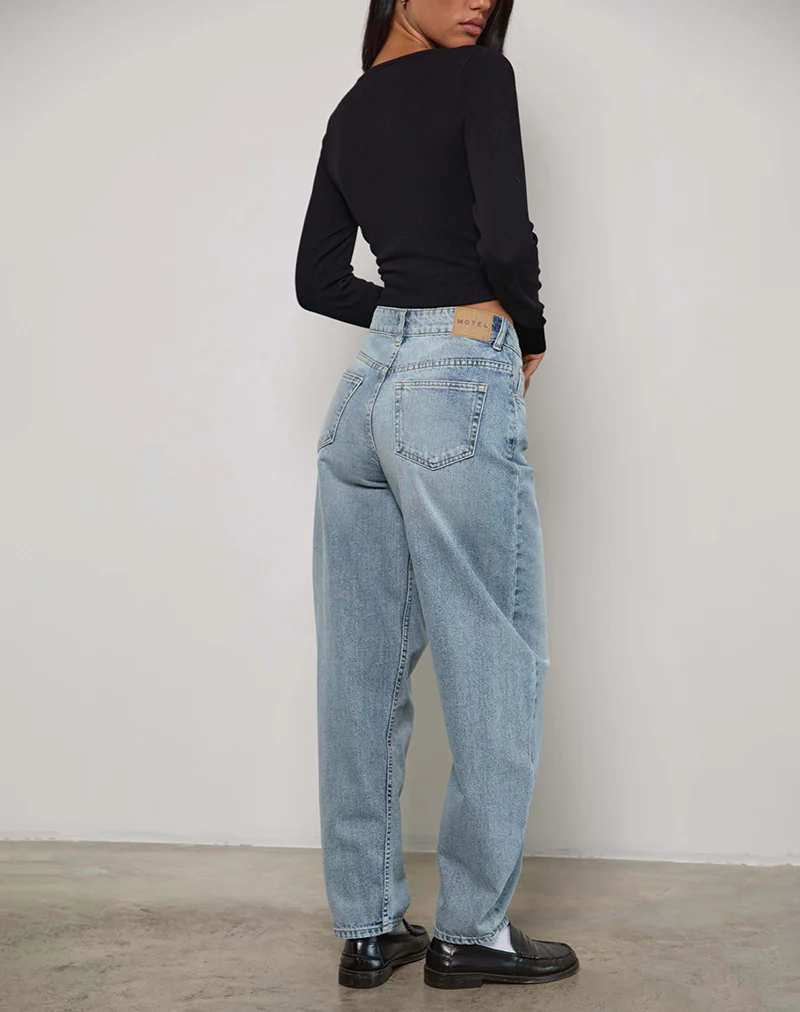 High Rise Barrel Jean in Blue - Image 4