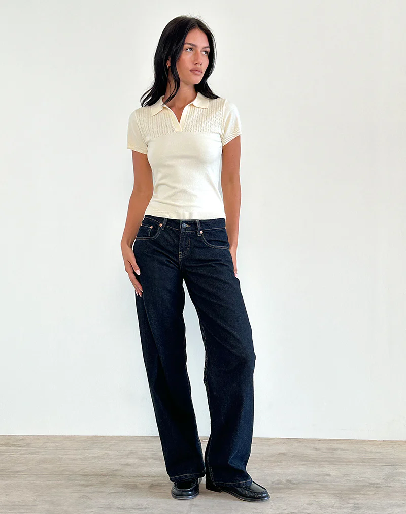 Hilda Collared Top in Ivory Knit - Image 4