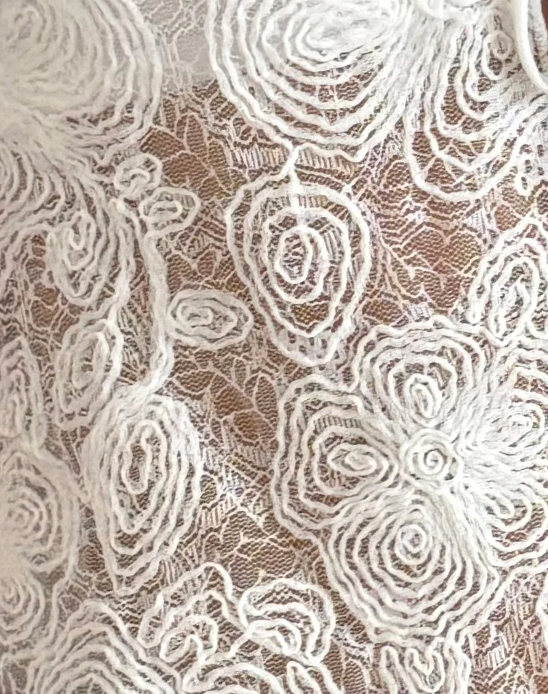Hillary Tie Top in Textured Floral White - Image 6