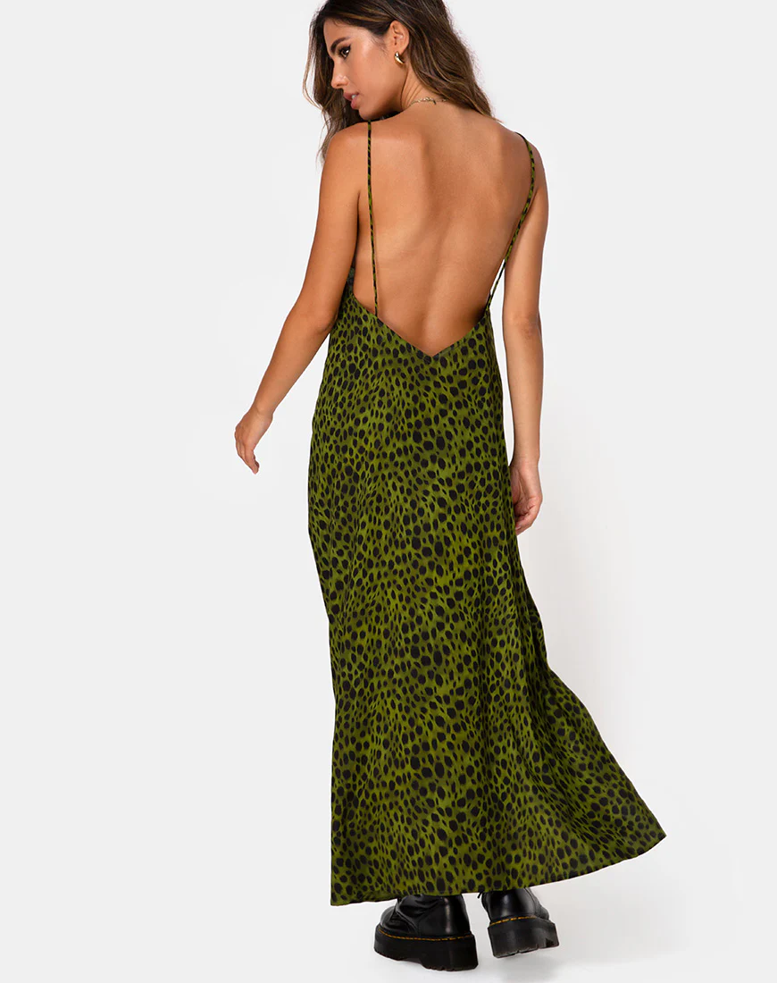 Hime Maxi Dress in Cheetah Khaki - Image 4
