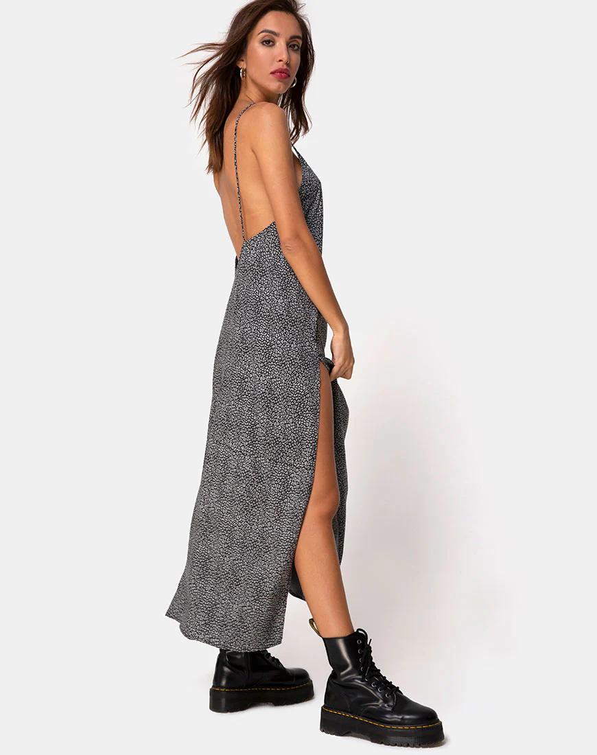 Hime Maxi Dress in Ditsy Leopard Grey - Image 4