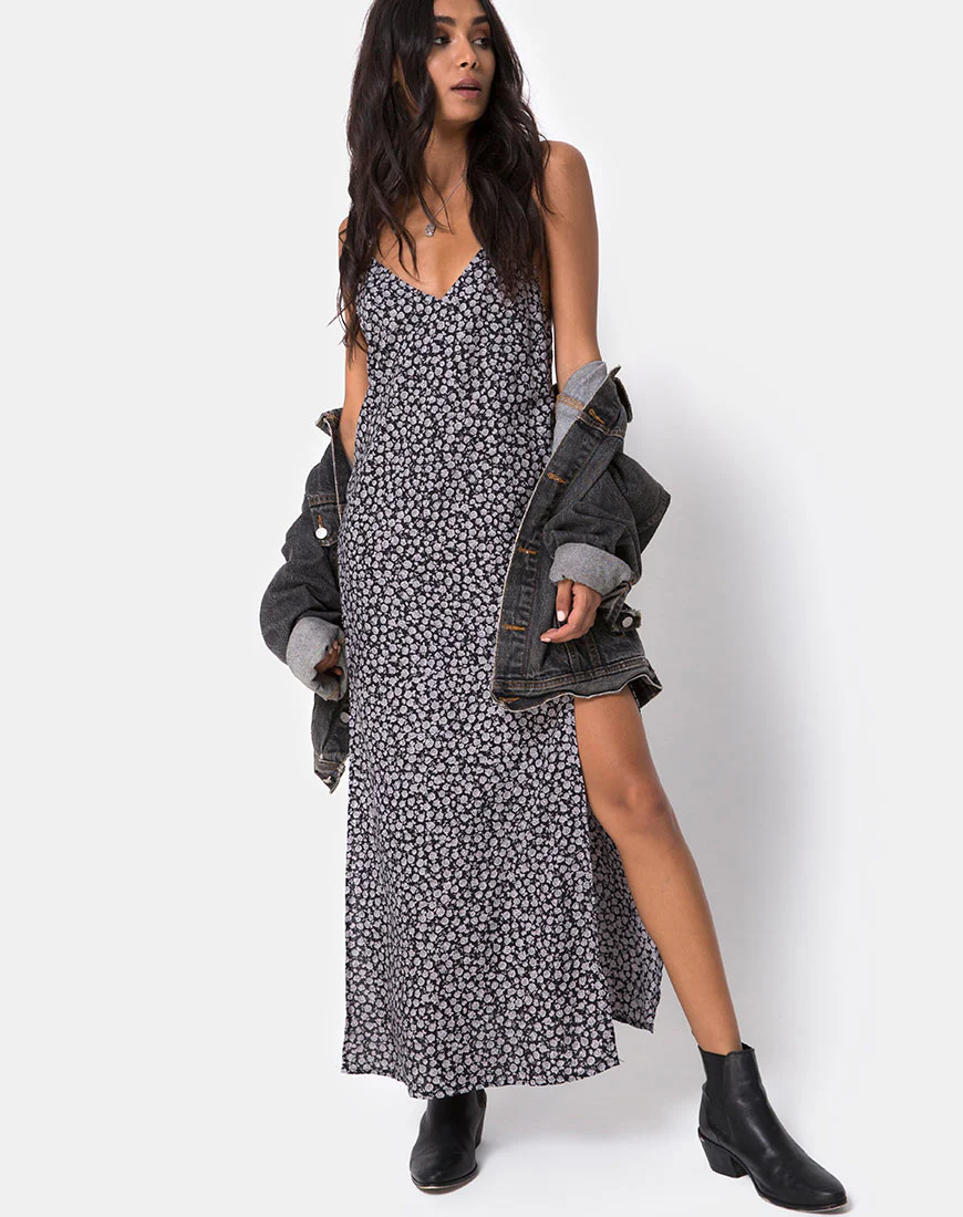 Hime Dress in Ditsy Rose Black - Image 3