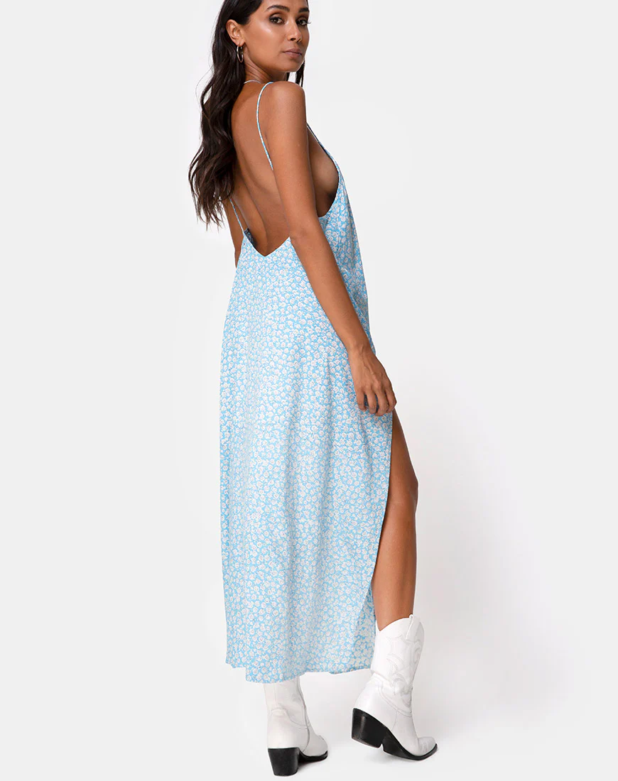 Hime Dress in Ditsy Rose Blue - Image 2