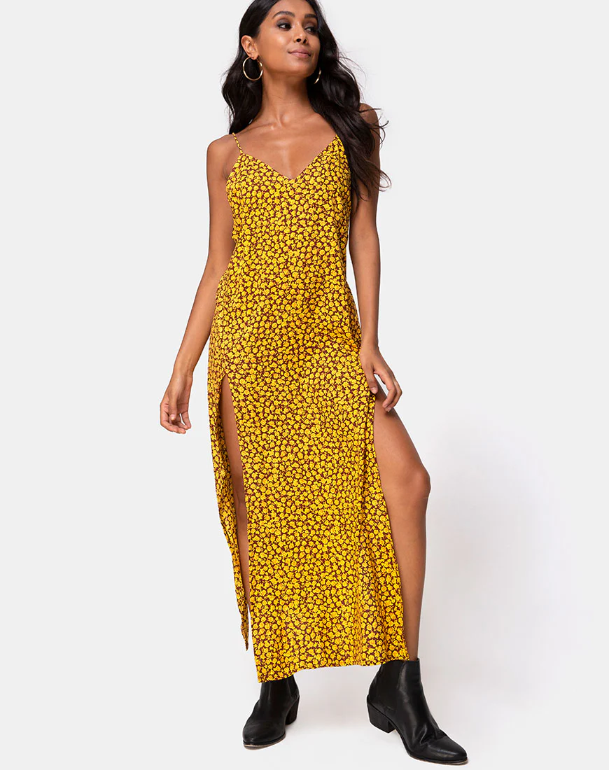 Hime Maxi Dress in Ditsy Rose Marigold - Image 3