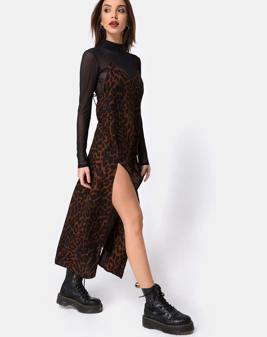 Hime Maxi Dress in Oversize Jaguar Brown - Image 2