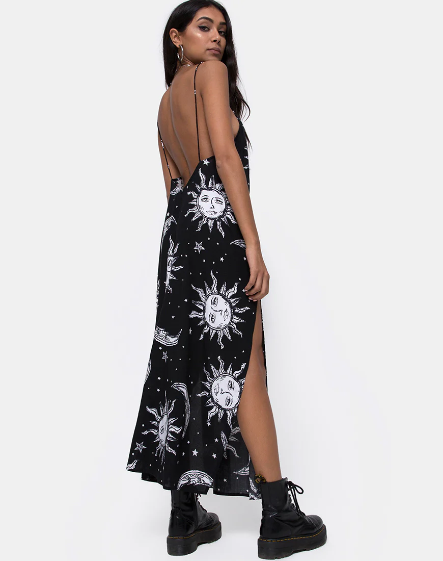 Hime Maxi Dress in Oversize Sun Moon and Stars - Image 2