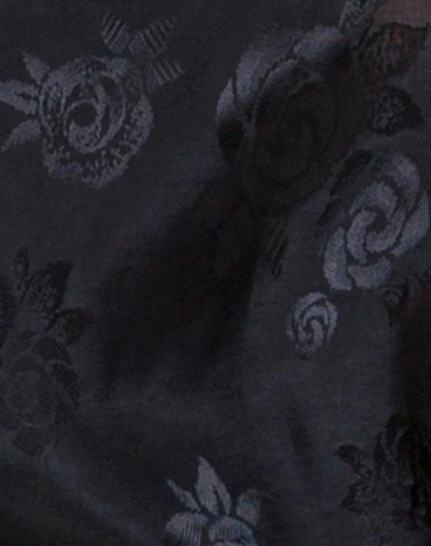 Hime Maxi Dress in Satin Black Rose - Image 6