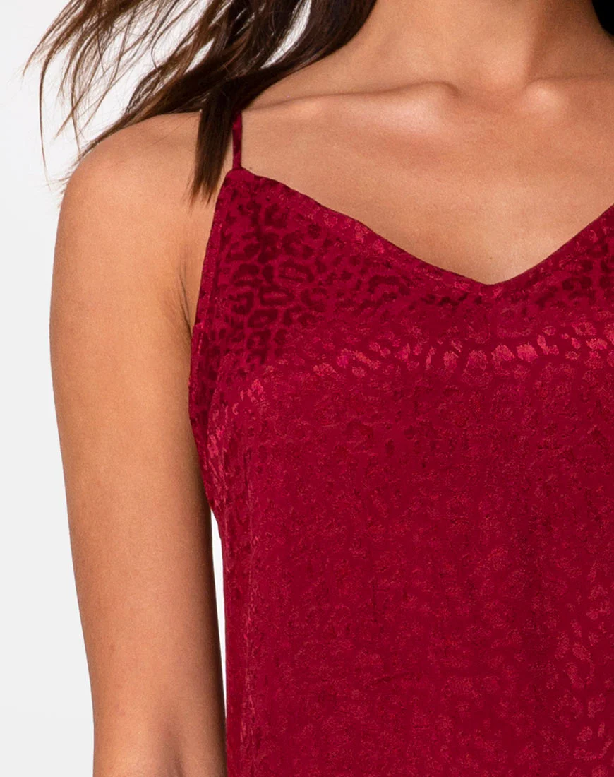 Hime Maxi Dress in Satin Cheetah Raspberry - Image 5