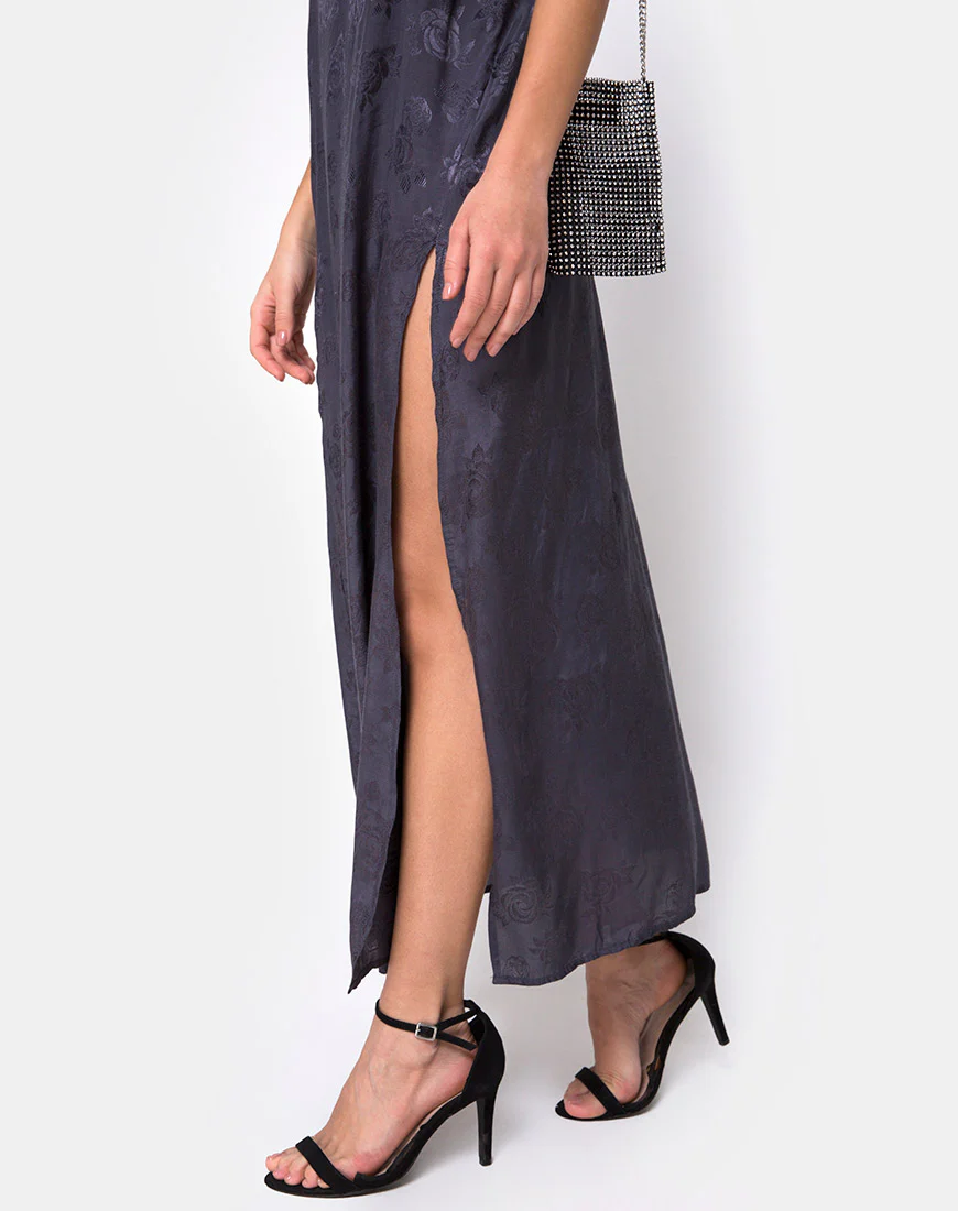 Hime Maxi Dress in Satin Grey Rose - Image 4