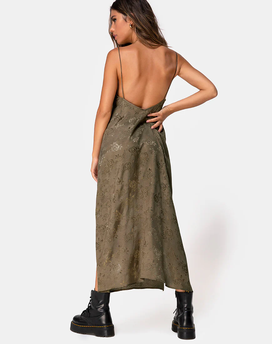 Hime Maxi Dress in Satin Rose Silver Grey - Image 4