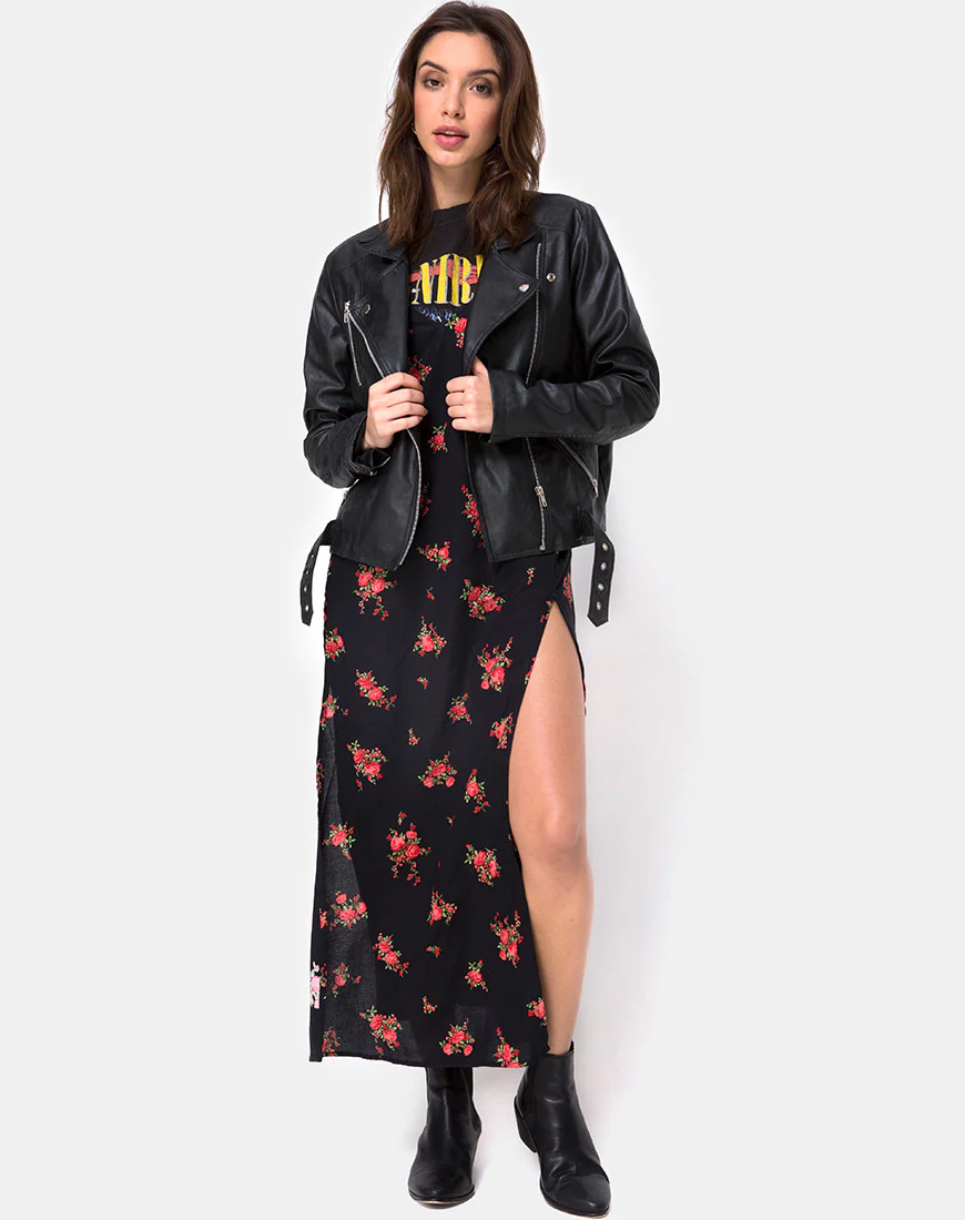 Hime Maxi Dress in Soi Rose Black and Red - Image 3