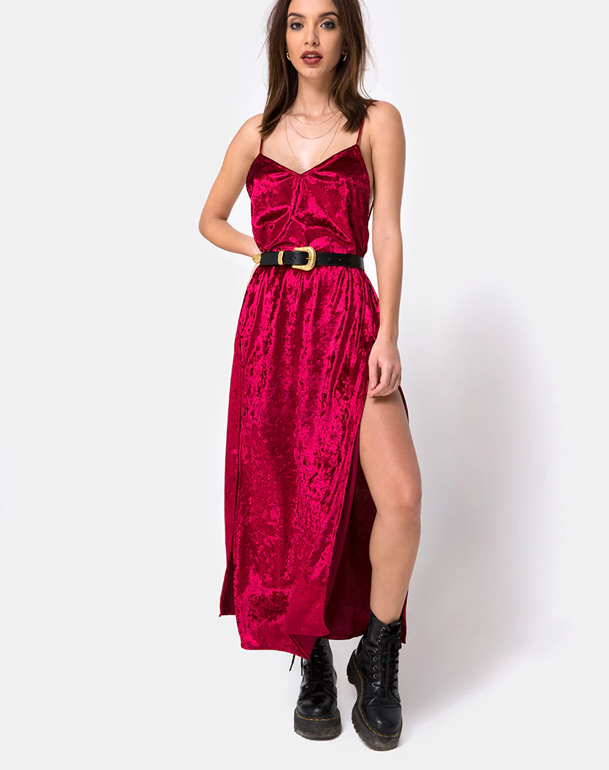 Hime Maxi Dress in Burgundy Velvet - Image 4