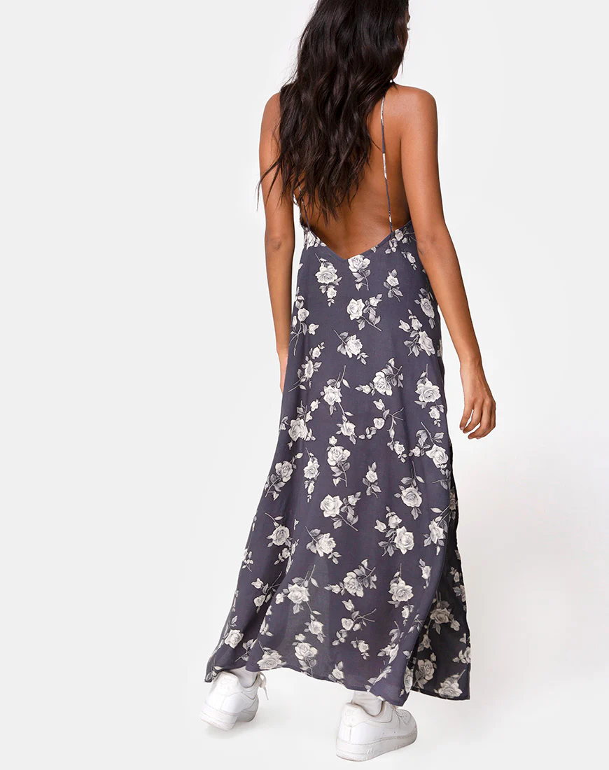 Hime Maxi Dress in White Rose Grey - Image 5