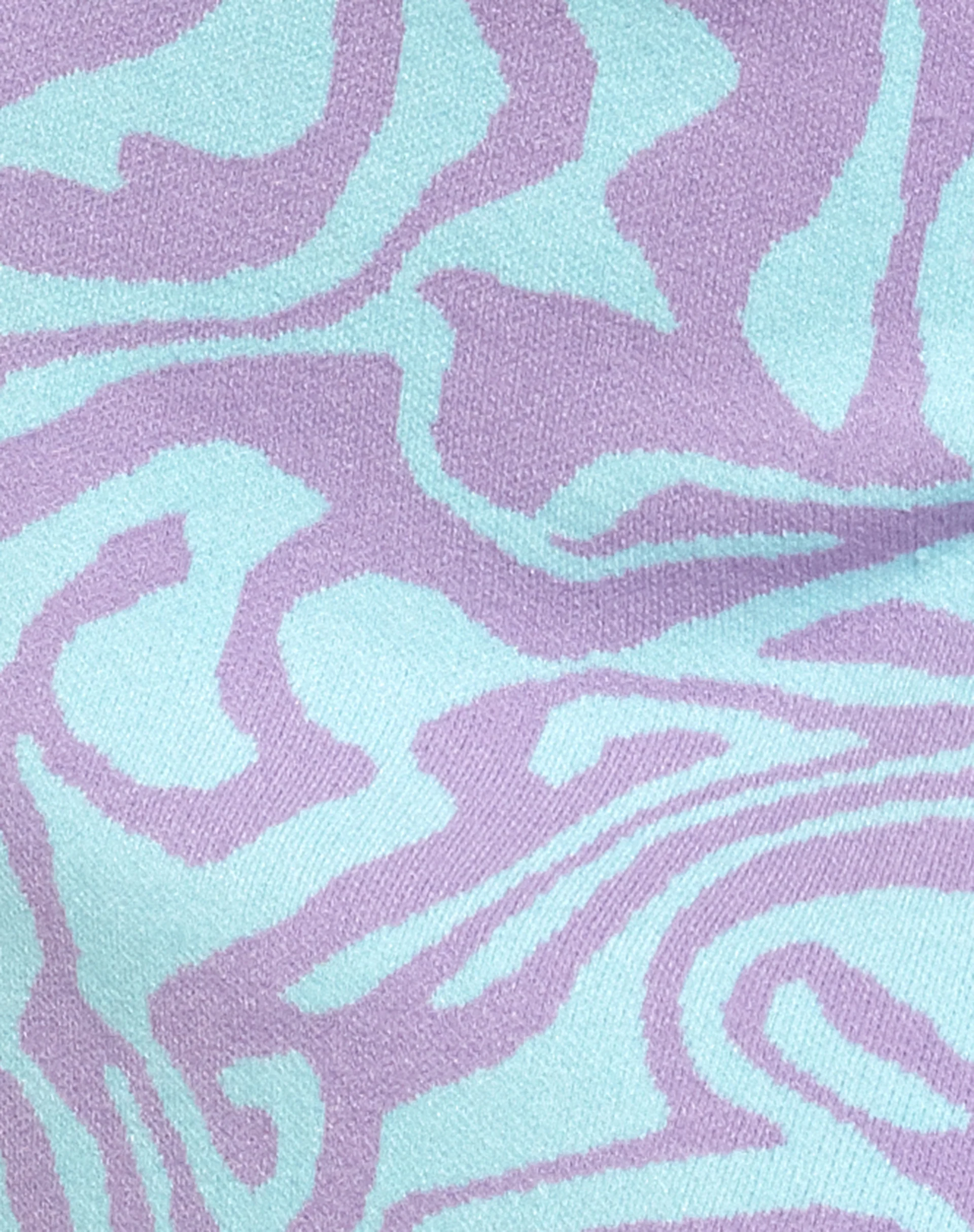 Hira Mini Skirt in Knit Jagged Swirl Lavender and Mint - Image 8