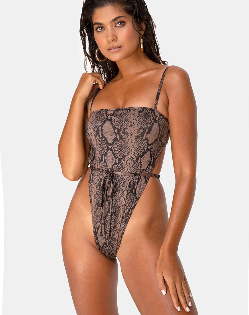Hiwa Swimsuit in Snake Taupe - Image 2