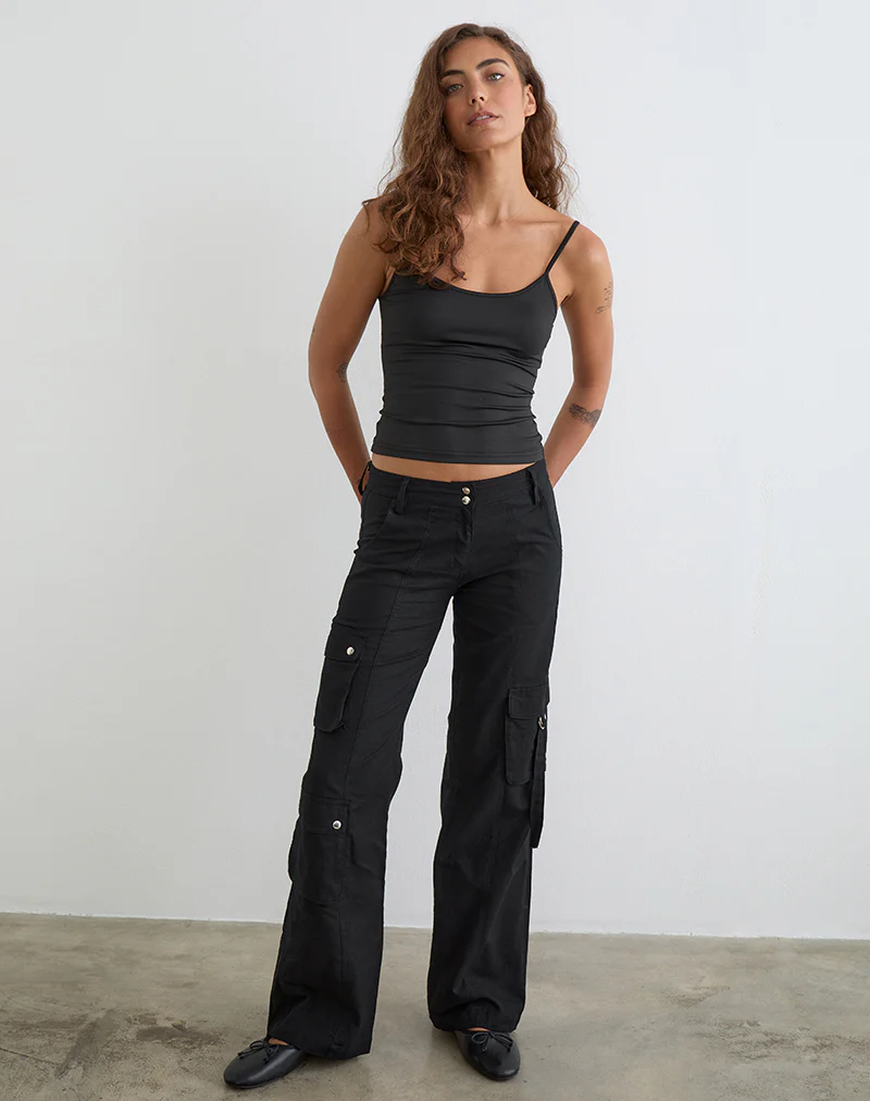 Hojo Linen Cargo Pants in Black - Image 5