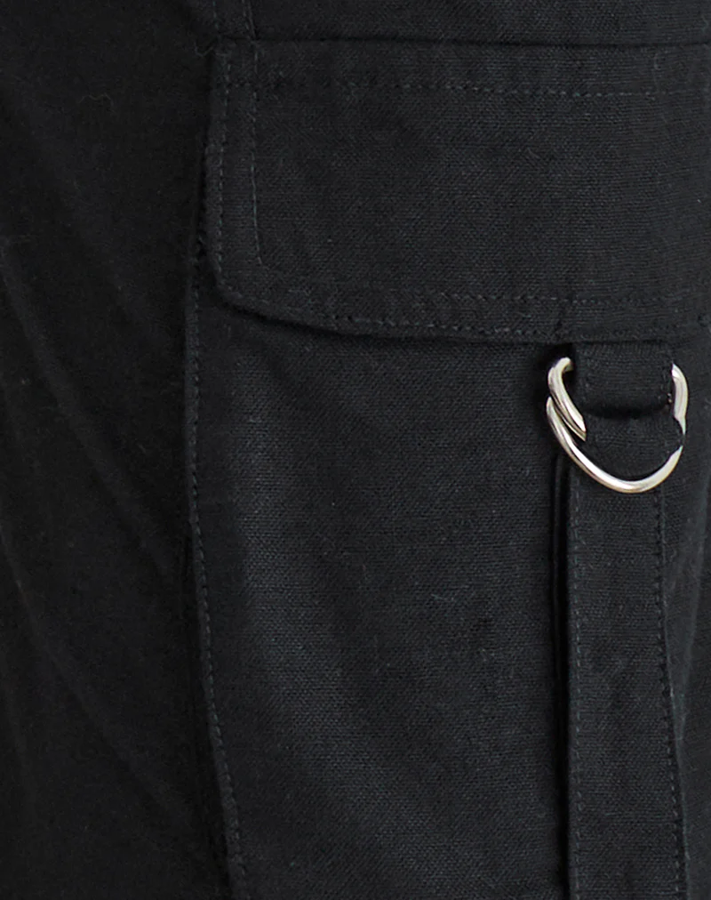 Hojo Linen Cargo Pants in Black - Image 6