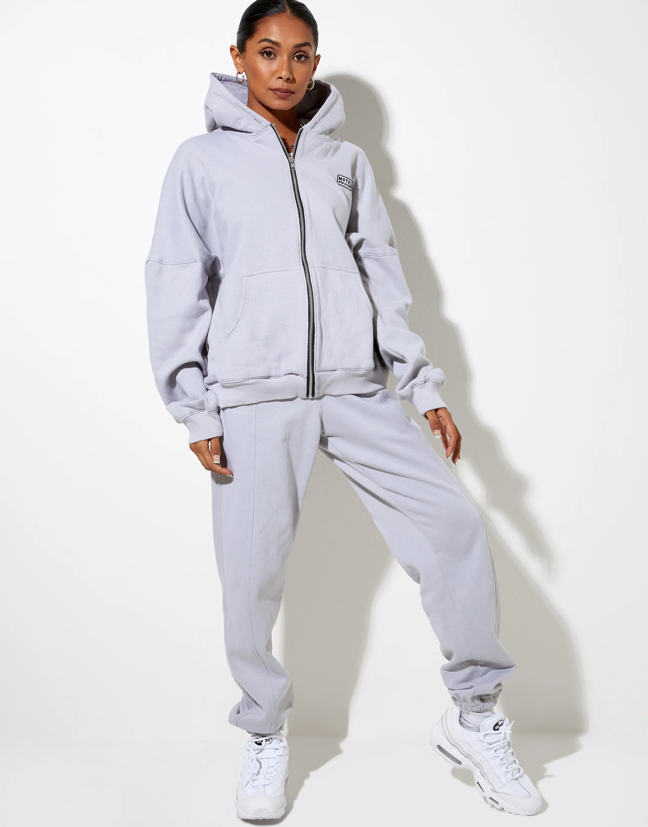 Hollack Hoodie in Lunar Rock with Motel Work Clothing Label Embro - Image 5
