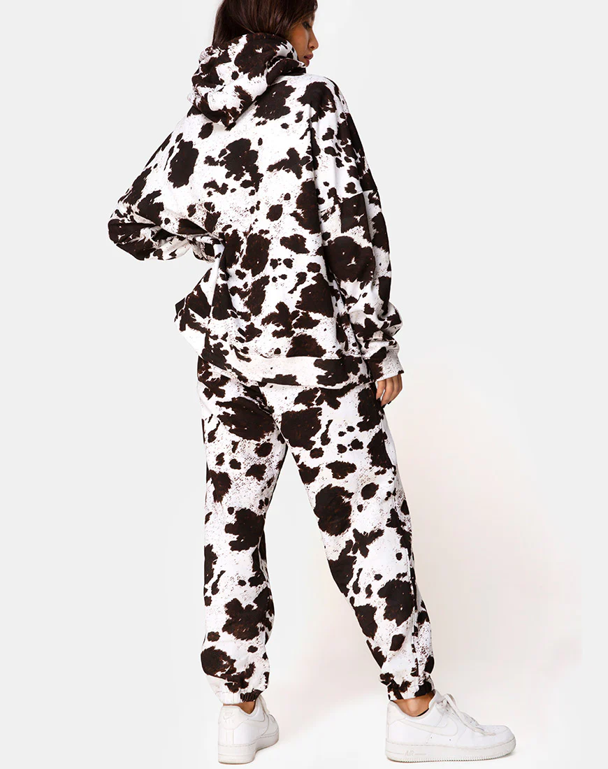 Hollack Zip Hoody in Cow Hide Brown/White - Image 5