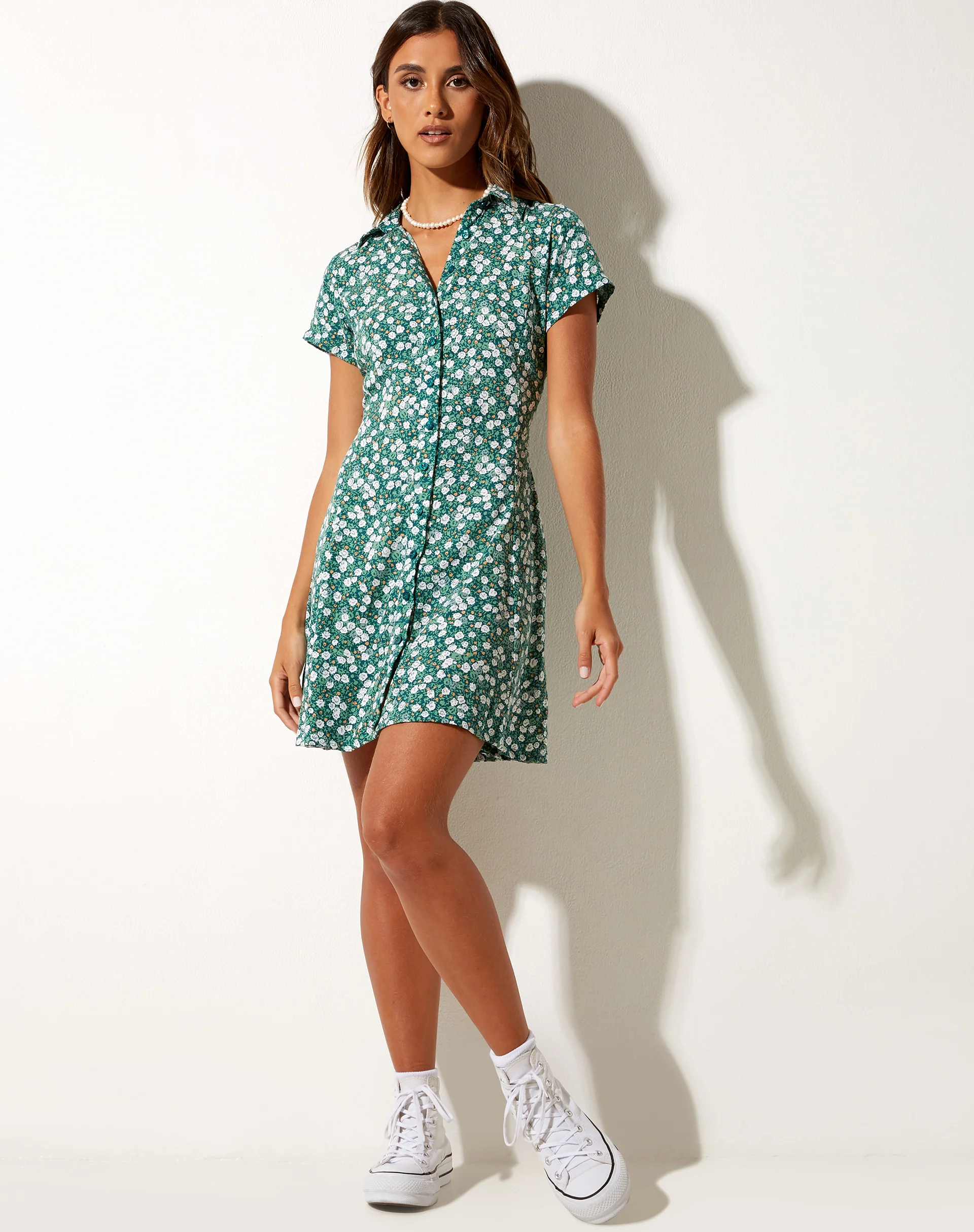 Holma Mini Dress in Floral Field Green - Image 3
