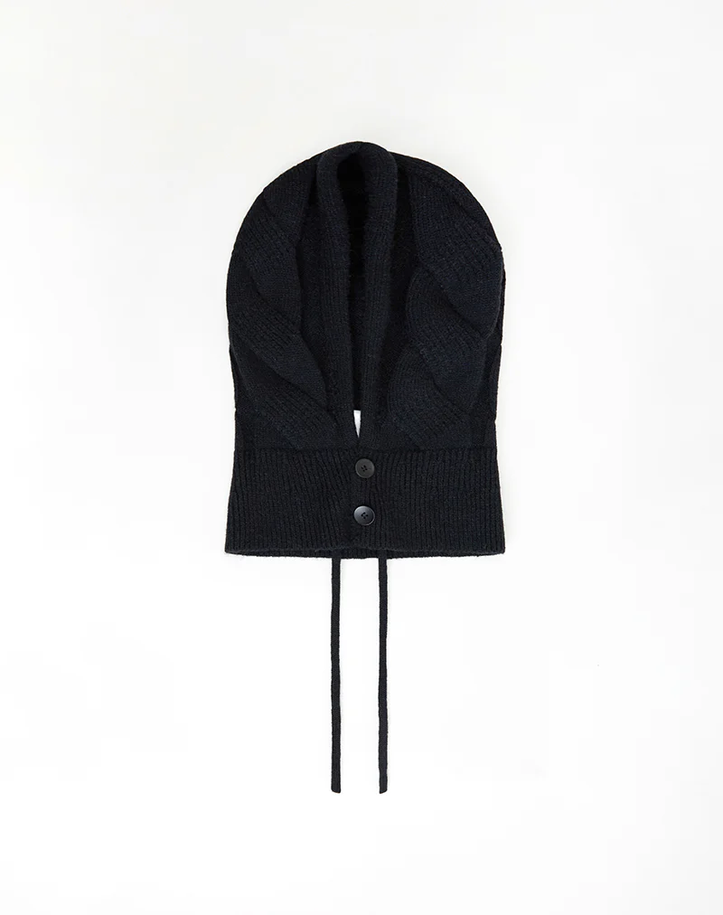 Hood Hat in Knit Black - Image 3