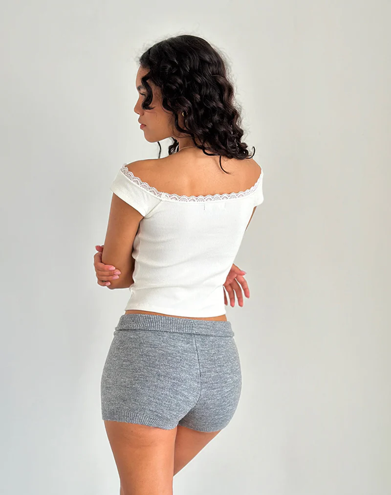 Husan Hot Pants in Knit Grey - Image 4