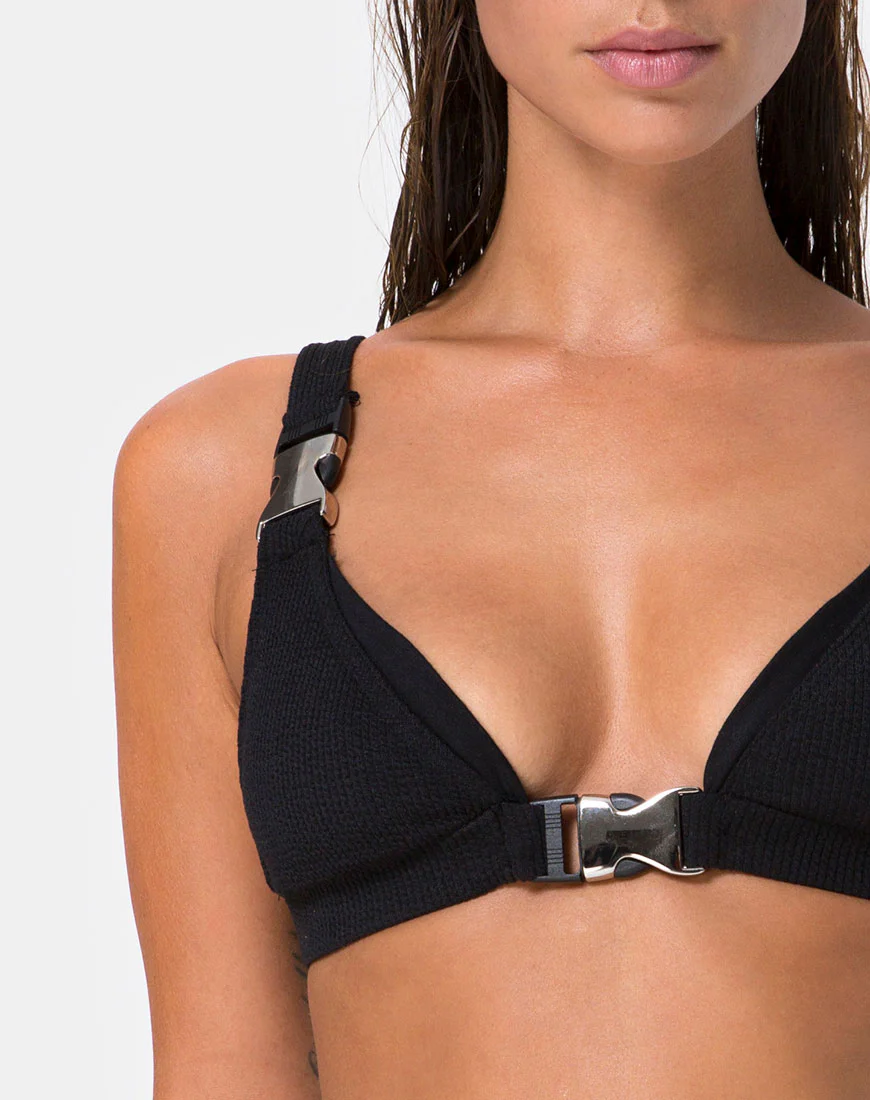 Hyuna Bikini Top in Black with Silver Buckle - Image 6