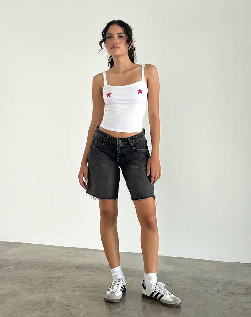 Icah Cami Top in White with Stars - Image 2
