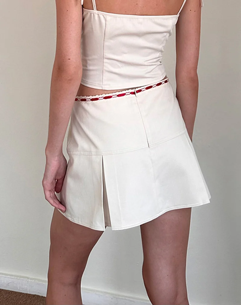 Idalis Skort in Cream with Red Binding - Image 4