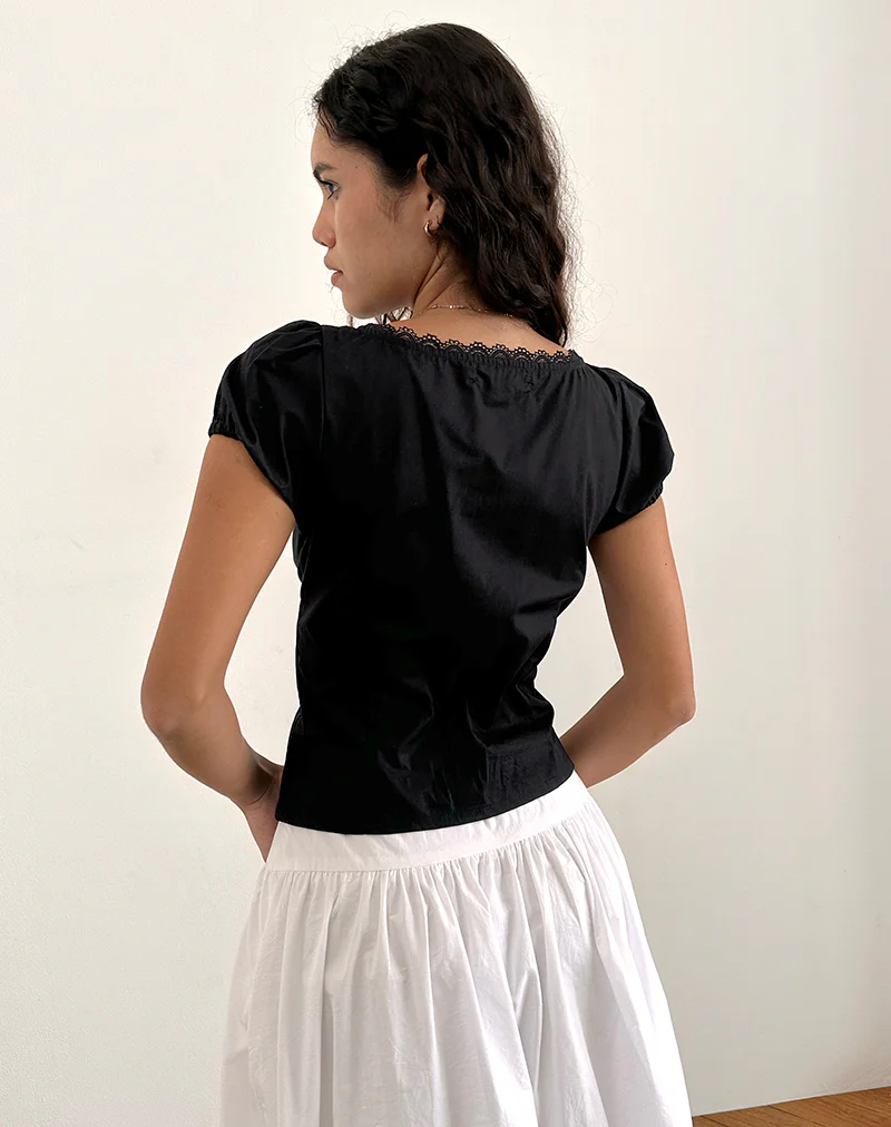 Ilias Corset Top in Poplin Black - Image 4