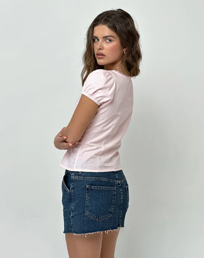 Ilias Corset Top in Poplin Light Pink - Image 3
