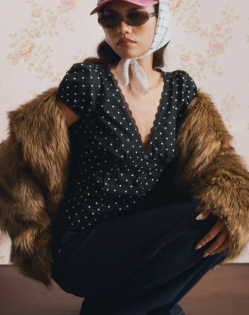 Ilias Corset Top in Basic Polka Black - Image 2