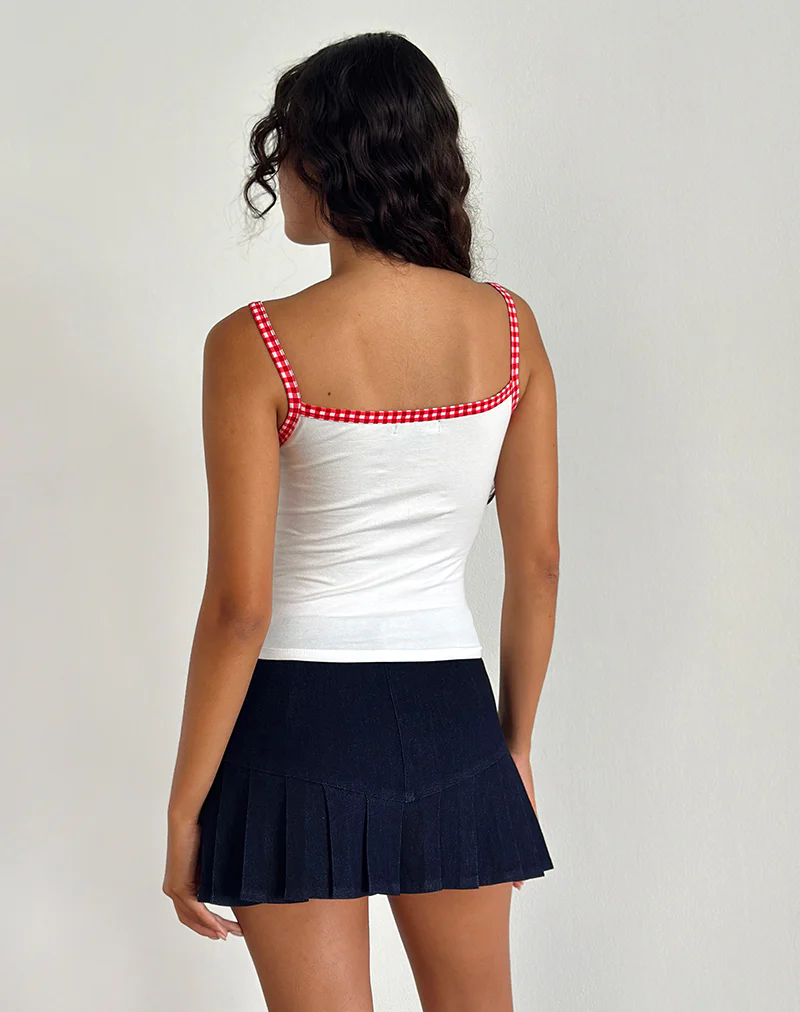 Ilisna Top in Off White with Red Gingham Binding - Image 4