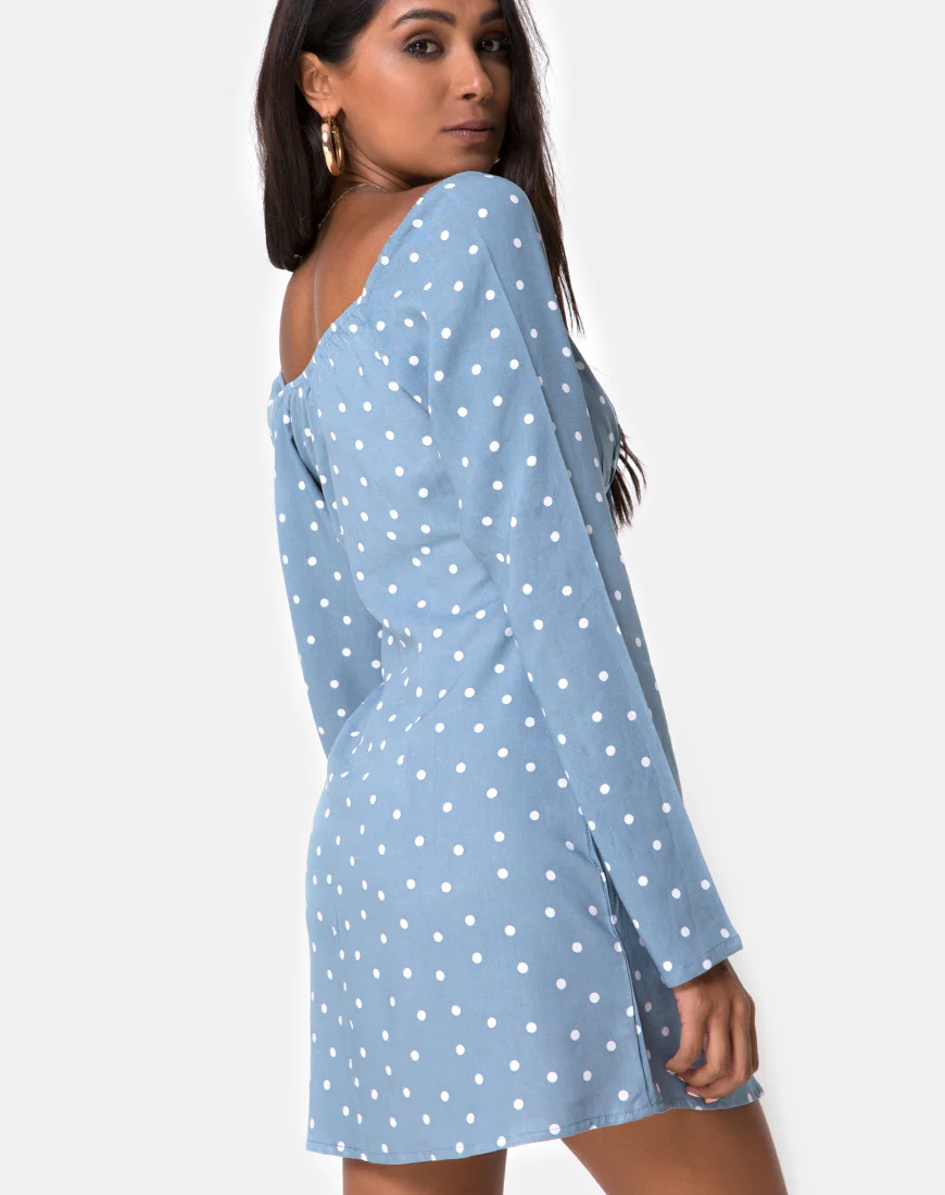 Ilova Dress in Skater Polka Blue - Image 3