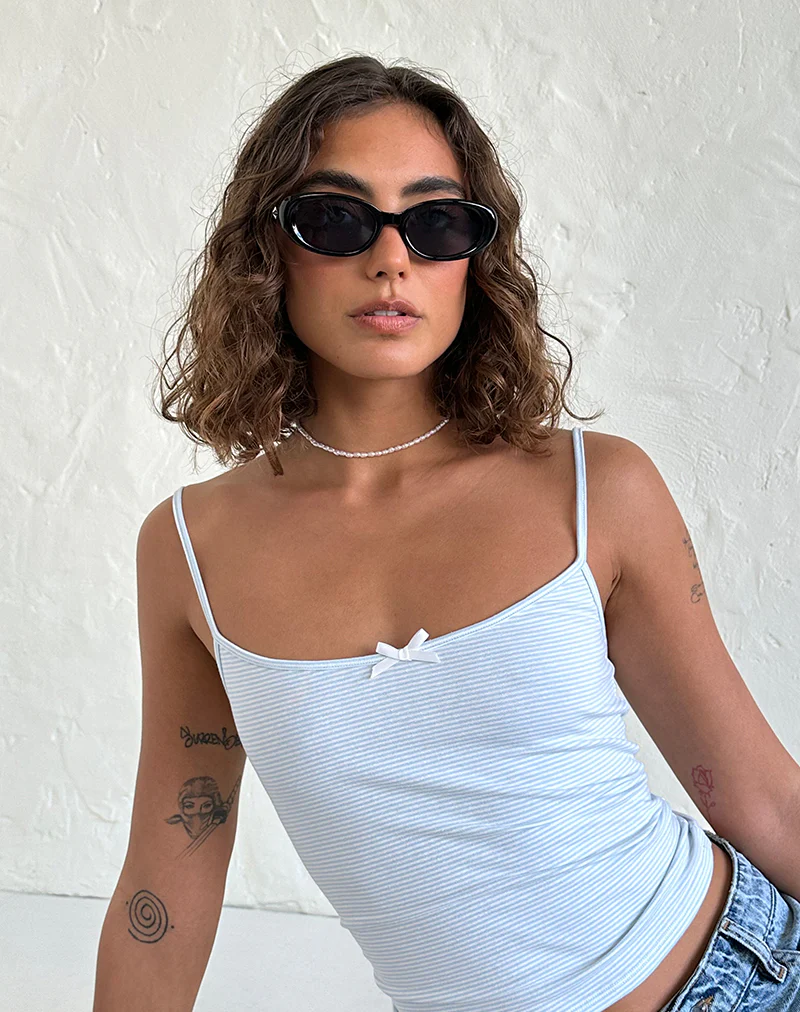 Imbri Oval Sunglasses in Black with Star - Image 2