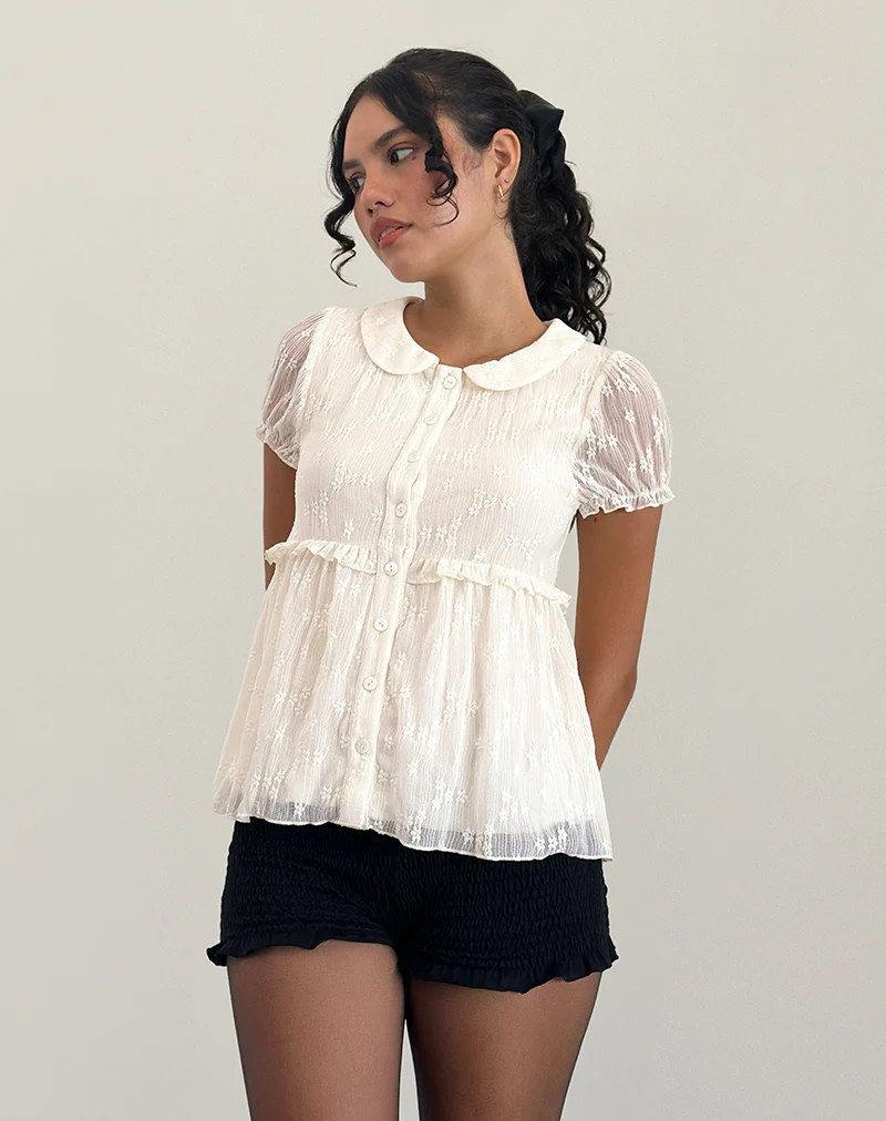 Immy Blouse in Lace Ivory - Image 2