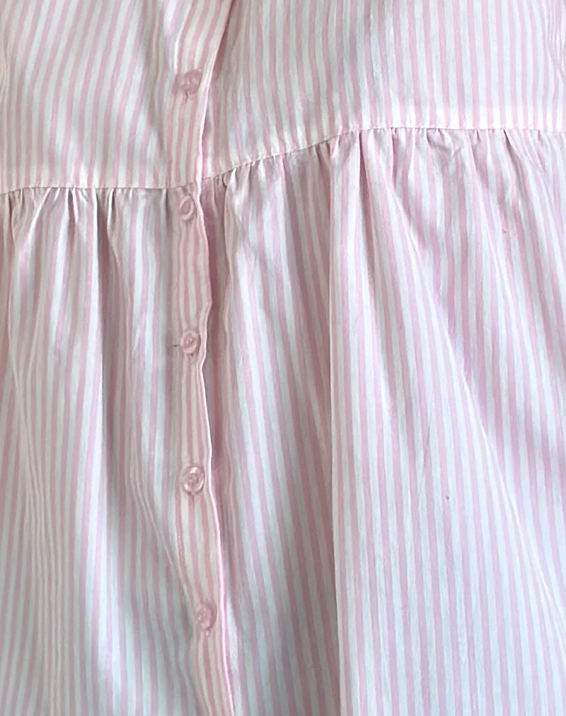 Immy Top in Small Stripe Vertical Candy Pink - Image 6