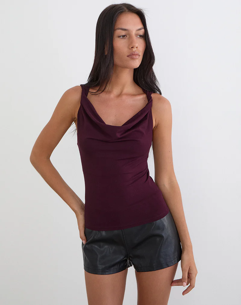 Imrie Open Back Top in Rayon Jersey Redwood - Image 5